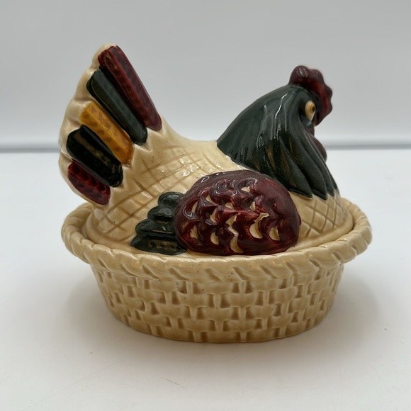 Metlox Poppytrail Rooster Hen On Nest - Picture 3 of 16